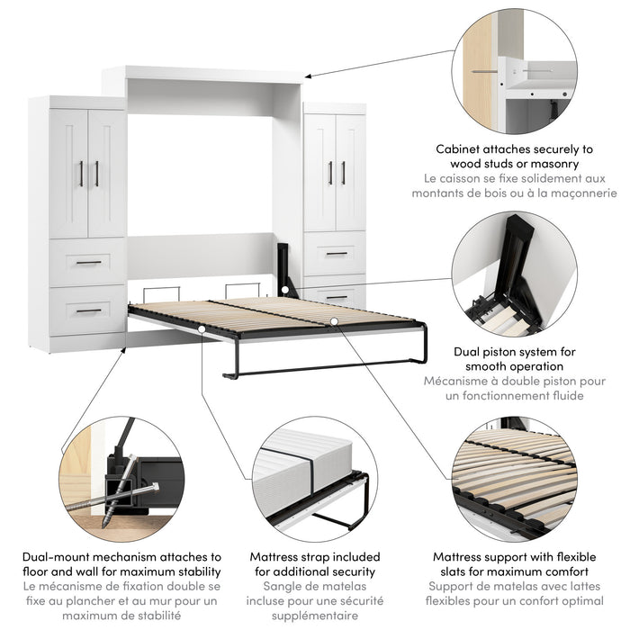 Grand lit escamotable Edge de Bestar avec garde-robes (115 po [L]) - blanc