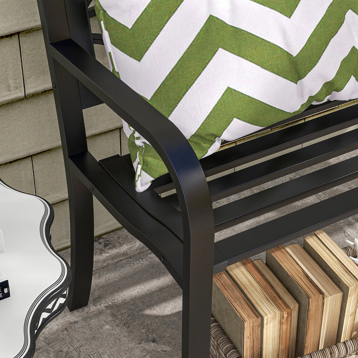 Outsunny Banc De Jardin 49\" Avec Siege A Lattes Pour Jardin, Pelouse, Noir
