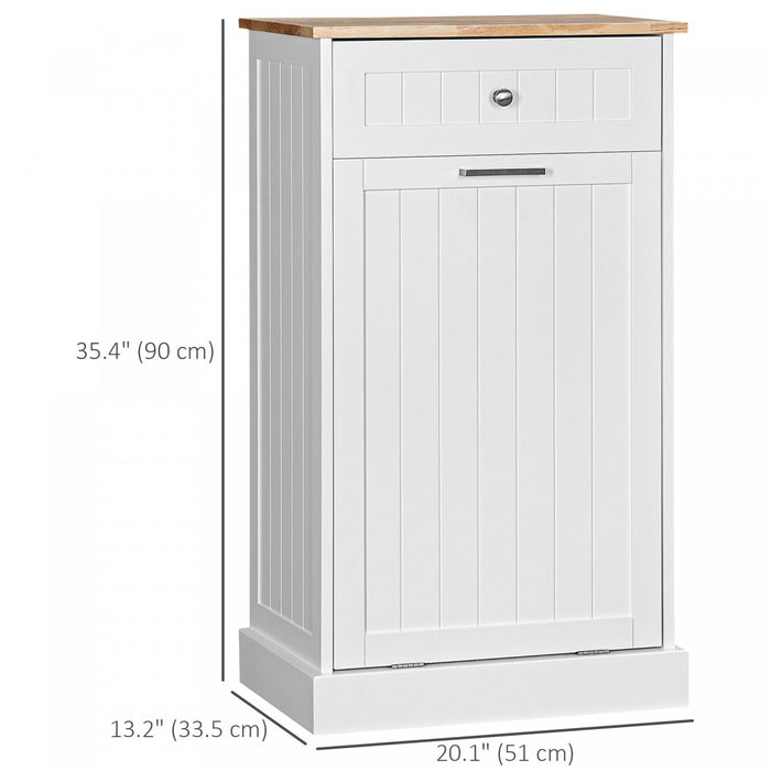HOMCOM Armoire de poubelle inclinable de cuisine, armoire de recyclage