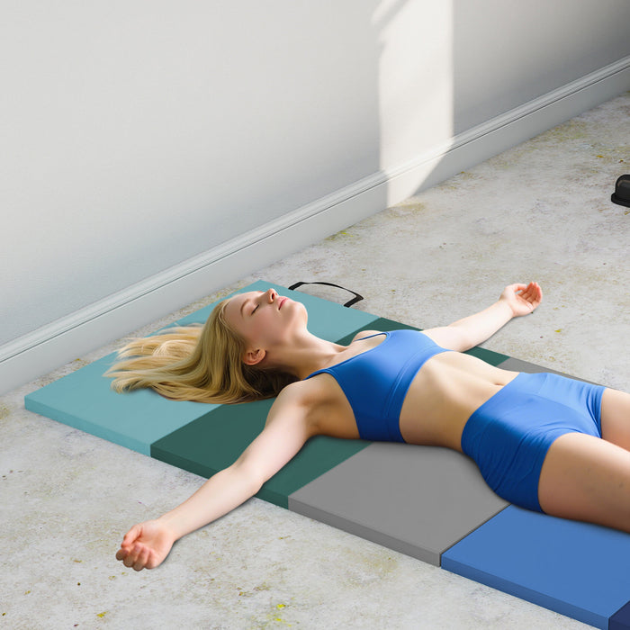 Soozier Tapis de gymnastique pliable de 6pi avec poignees de transport