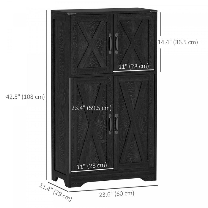 HOMCOM Armoire de garde-manger de cuisine avec portes de grange, Noir