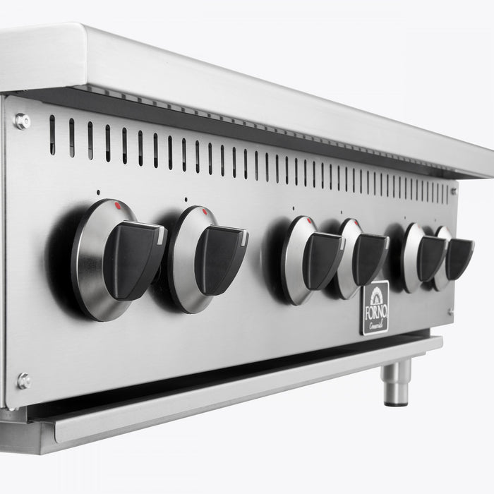 Plaque de cuisson a gaz Commerciale de 36 po avec 6 bruleurs, 156 000 BTU, acier inoxydable – FCMHP0079-36