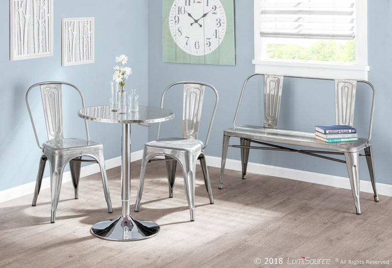 Table Bistro ronde réglable et contemporaine pour bar ou salle à manger - argentée