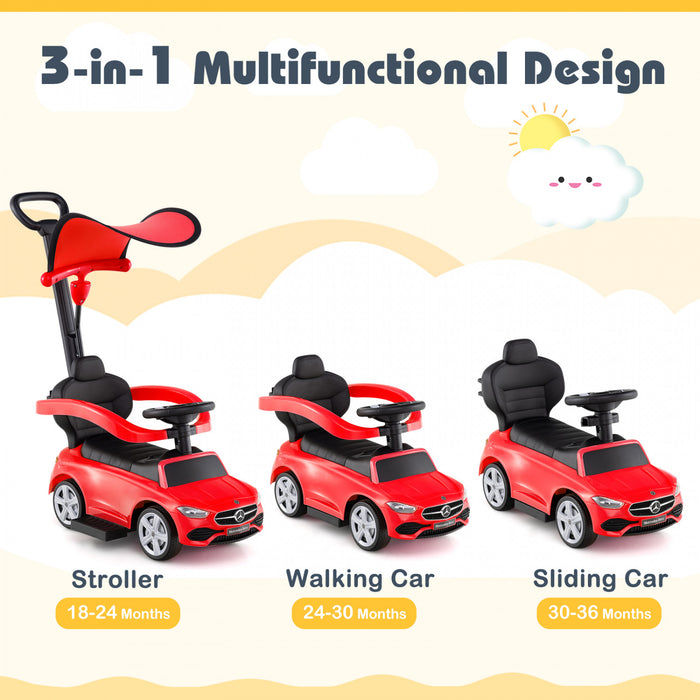 Costway Kids Ride On Push Car Mercedes-benz License 3-en-1 Voiture Coulissante Rouge