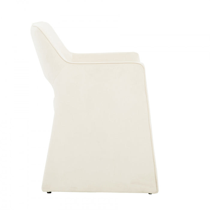 Chaise d'appoint de salle a manger Kendrick rembourree en velours ivoire (ens. de 2)