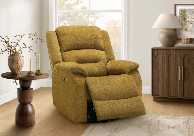 Grand Fauteuil Rembourre Inclinable, Port Usb Inclus, Tissu Dore, Transitionnel