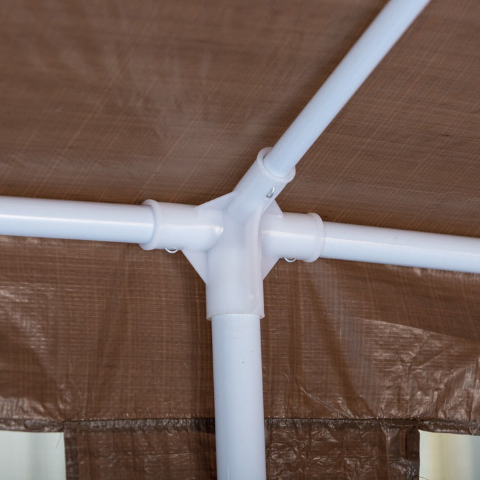 Outsunny 10' X 20' Gazebo Tente De Fete Avec 4 Parois Laterales De Fenetre Amovibles Pour Evenement Exterieur Avec Cordes A Vent Et Piquets De Sol Cafe