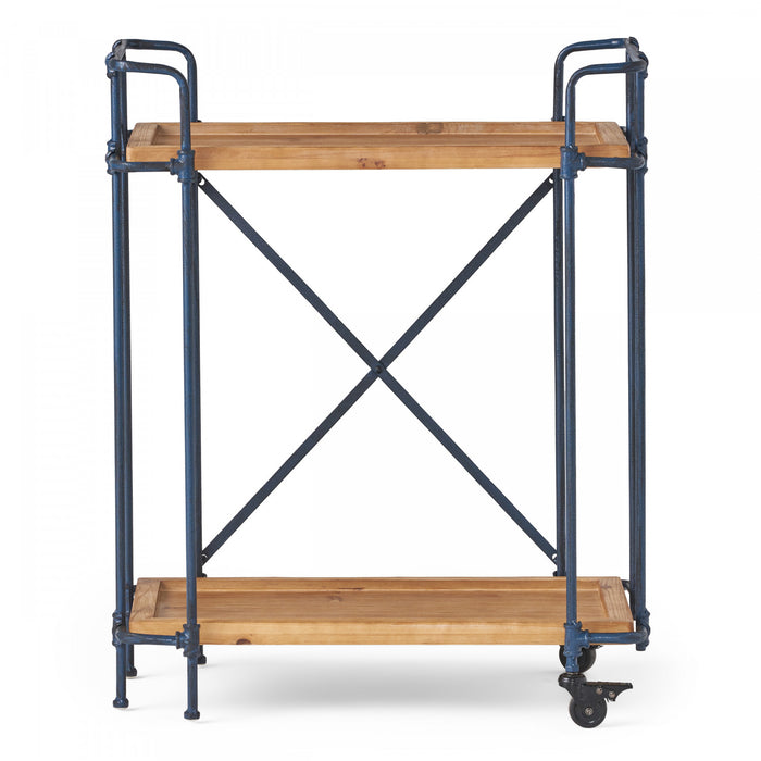 Desserte Daniel En Bois Et Metal Avec Rangement Mobile A 2 Niveaux, Noir Antique