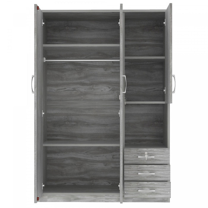 Armoire De Rangement Lydia En Bois De 47,2\" Avec 2 Portes, Etageres Et 3 Tiroirs, Grise