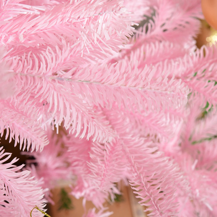 Homcom Sapin De Noel Artificiel 1,5 M Avec Ouverture Automatique, Rose