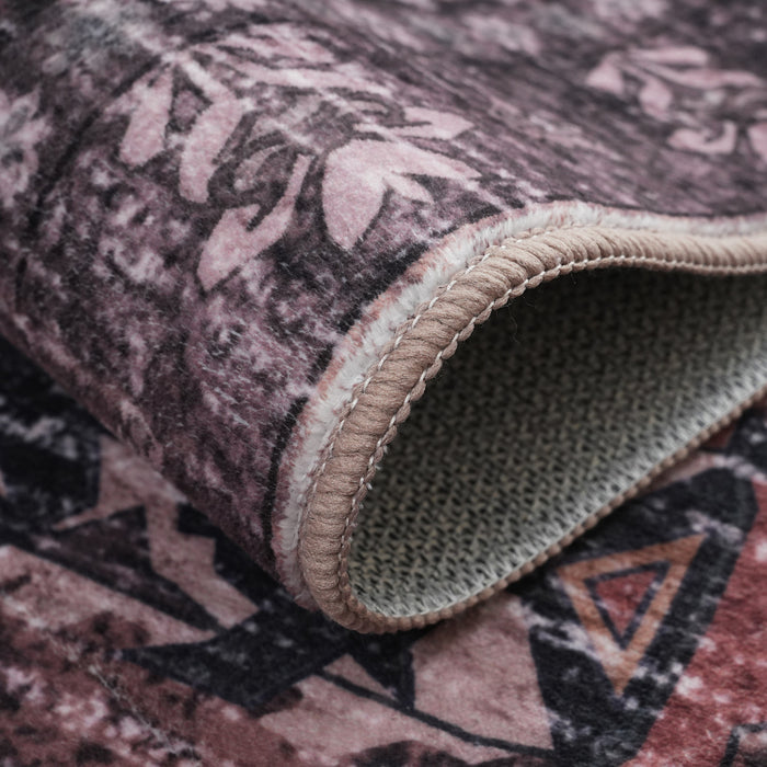 Aqua Flammes Brunes Tapis Lavable Et Antiderapant A Poils Ras 5'x7'