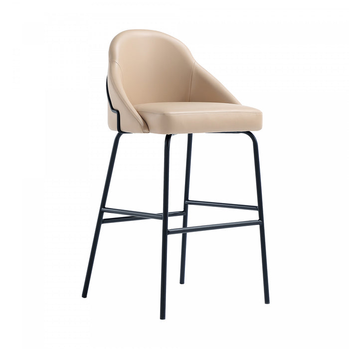 Tabouret de bar moderne en metal et tissu Gracie, coloris beige et noir - Lot de 3