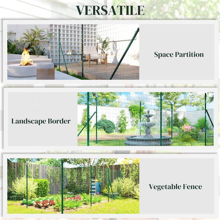 Outsunny Cloture de Jardin, Rouleau de Cloture Soudee, Acier Plastifie Vert