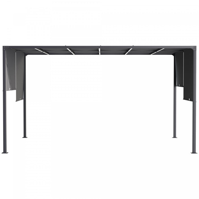 Outsunny Pergola Exterieure 10'x13', Lumieres Led, Toit Retractable, Gris