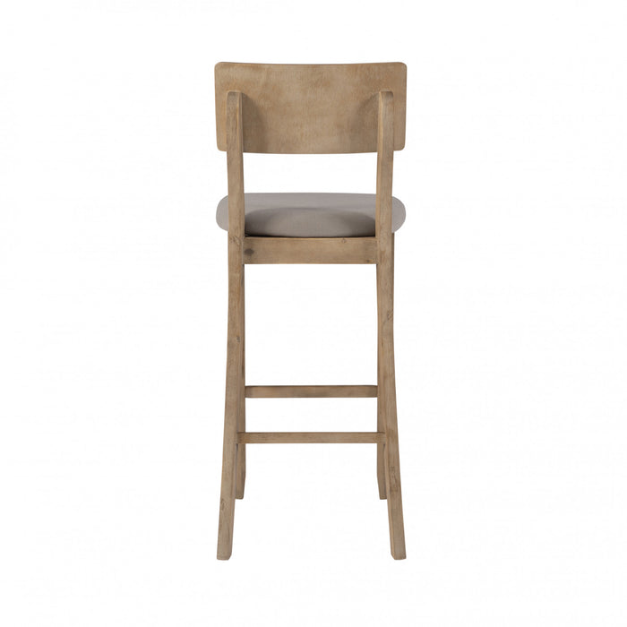 Tabouret bar Jorissen en tissu d'apparence lin - gris