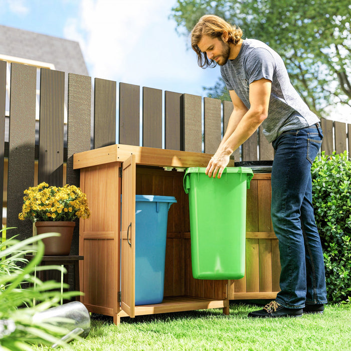 Outsunny Abri De Jardin En Bois Avec Toit A Charniere, Bois Naturel