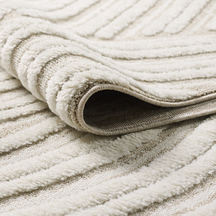 Carpette à poil long brossé Quinto à motif de vagues - 5 pi 7 po x 7 pi 