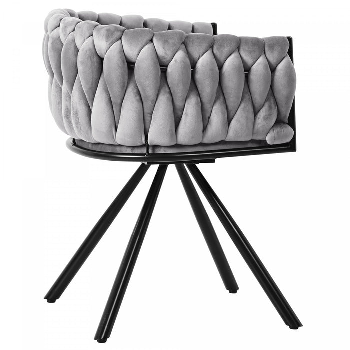 Chaises de salle a manger pivotantes Amelia en velours avec revetement capitonne et pieds en metal, lot de 4, gris