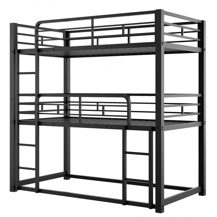Jenny – Lit Triple Superpose En Metal, Format Simple, Design Compact A 3 Niveaux De Couchage – Noir