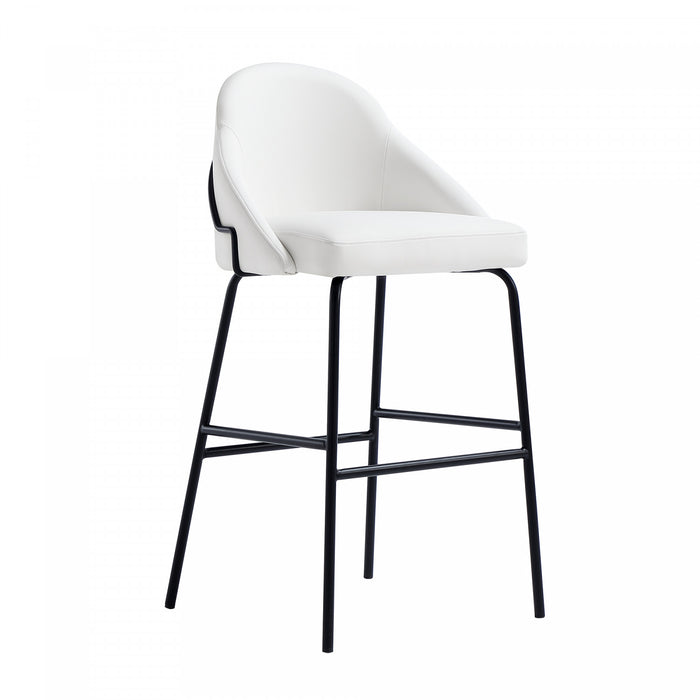 Tabouret de bar moderne en metal et tissu Gracie, blanc et noir - Lot de 2