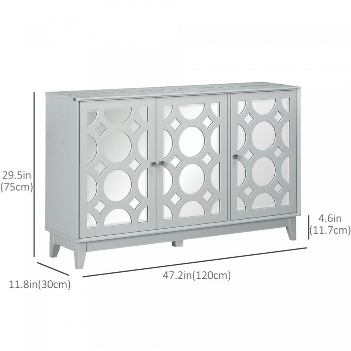 HOMCOM Buffet a miroir Buffet de cuisine avec 2 placards, gris