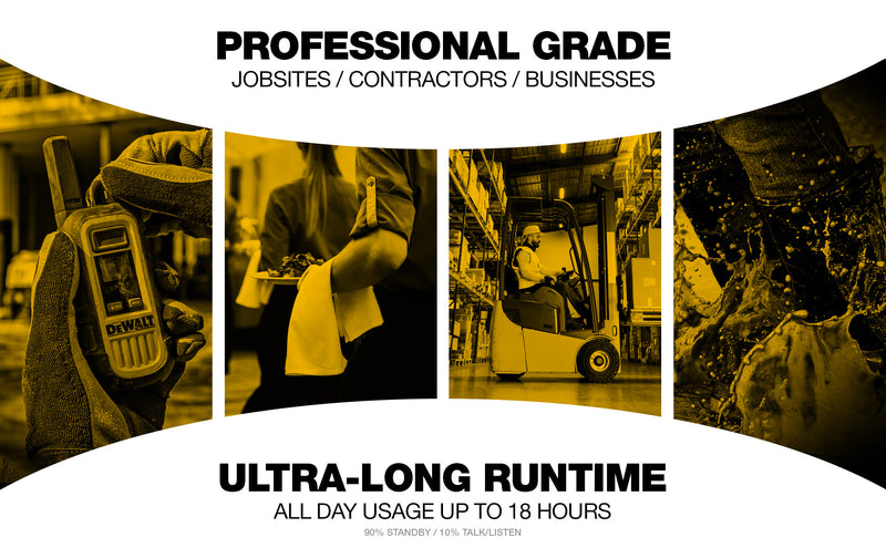 6 Talkies de chantier Dewalt DXFRS800 - 2 Watts, robuste, longue portée, radios bidirectionnelles intérieures-extérieures + 22 canaux