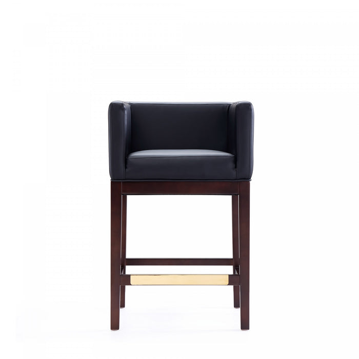 Tabouret de comptoir Kingsley style milieu du siecle en bois et tissu, noir – Lot de 2