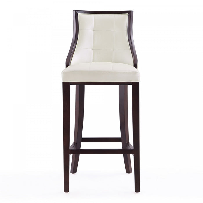 Tabouret de bar traditionnel en bois Fifth Avenue avec assise rembourree, blanc perle – Lot de 3