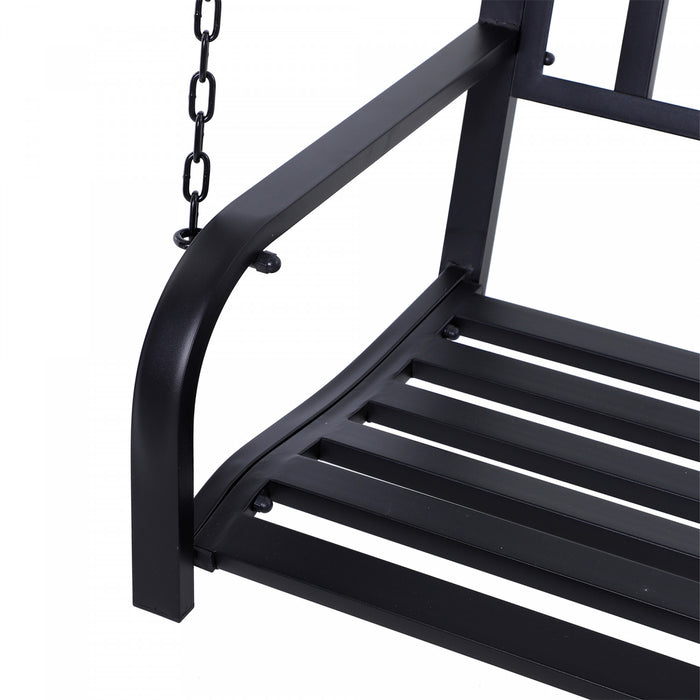 Outsunny 50\" Balancoire De Porche Banc Suspendu Chaise De Planeur D'exterieur Avec Chaine Noir