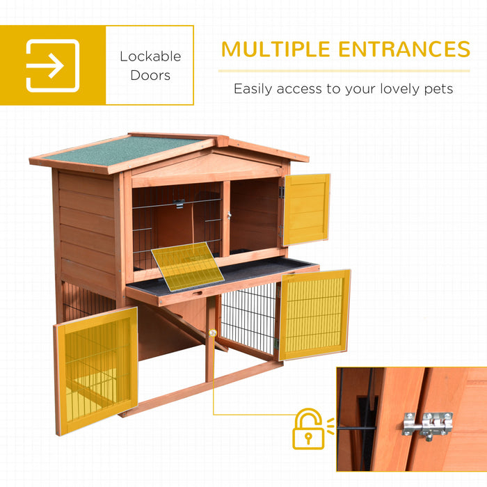 Pawhut 101,6 Cm Clapier En Bois Cage A Volaille Habitats Pour Petits Animaux Avec Enclos