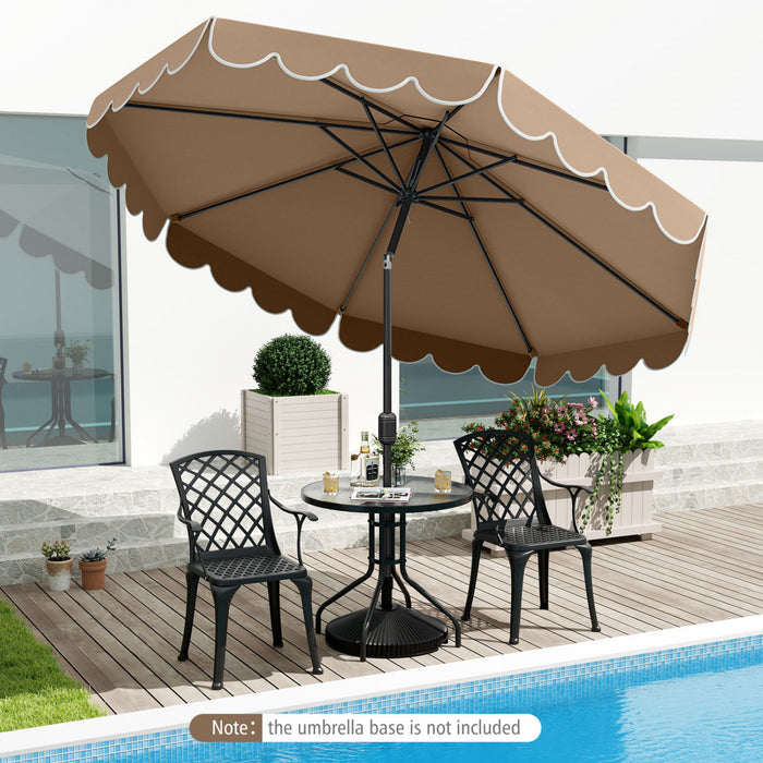 Parasol de patio Costway 10 FT avec reglage d'inclinaison a manivelle, bordures, haut ventile, 8 baleines, marron
