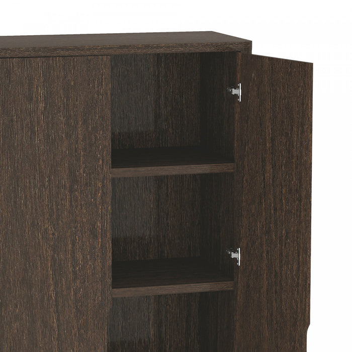Armoire bibliotheque moderne Rivington 38\" en noyer - Ensemble de 3