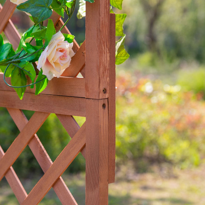 Outsunny Lit De Jardin Sureleve En Bois Avec Treillis Et Trous De Drainage, Boite De Plantation Autoportante D'exterieur De 59 Po Pour Plantes De Vigne Grimpantes Et Fleurs