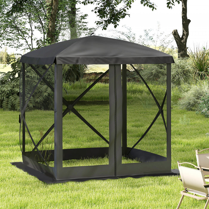 Outsunny Tente De Camping A Ecran Escamotable Installation Instantanee Noir