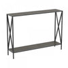 Console de 40 po avec 1 tablette - bois gris foncé et base en métal noir