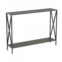 Console de 40 po avec 1 tablette - bois gris foncé et base en métal noir