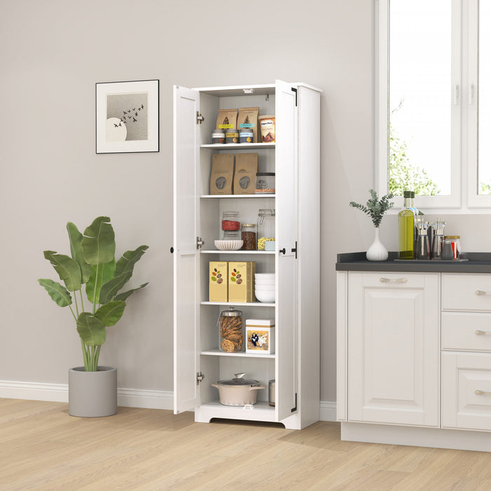 HOMCOM Armoire de garde-manger de 67po, armoire de rangement, blanc vieilli