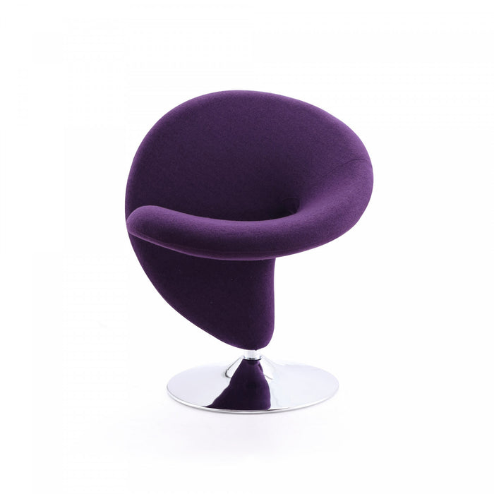 Fauteuil lounge pivotant moderne en laine melangee Curl, violet - Lot de 2