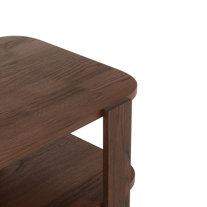 Table à café moderne Bellwood de Umbra en bois massif avec tablette - noyer vieilli