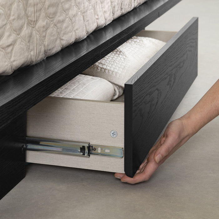  Ensemble de lit plateforme double Primo avec tête de lit - chêne noir