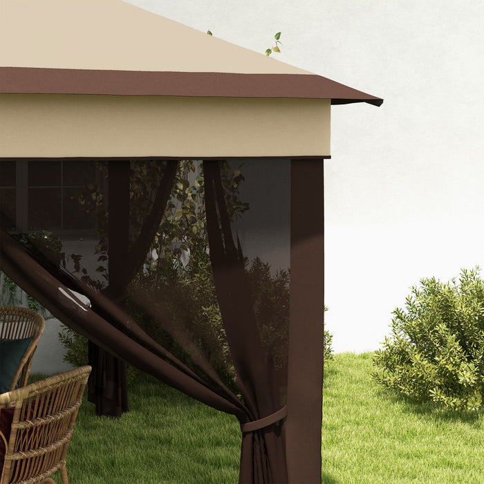Outsunny Tonnelle Escamotable Avec Couverture De Toit Uv30+, Beige
