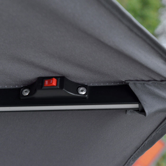 Outsunny Parasol A Energie Solaire De 10 Pi Avec Manivelle Et Base Croisee