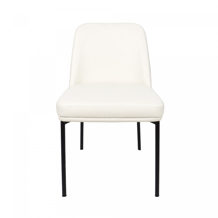 Chaise laterale contemporaine Loft en cuir vegetalien et metal ivoire - Lot de 2