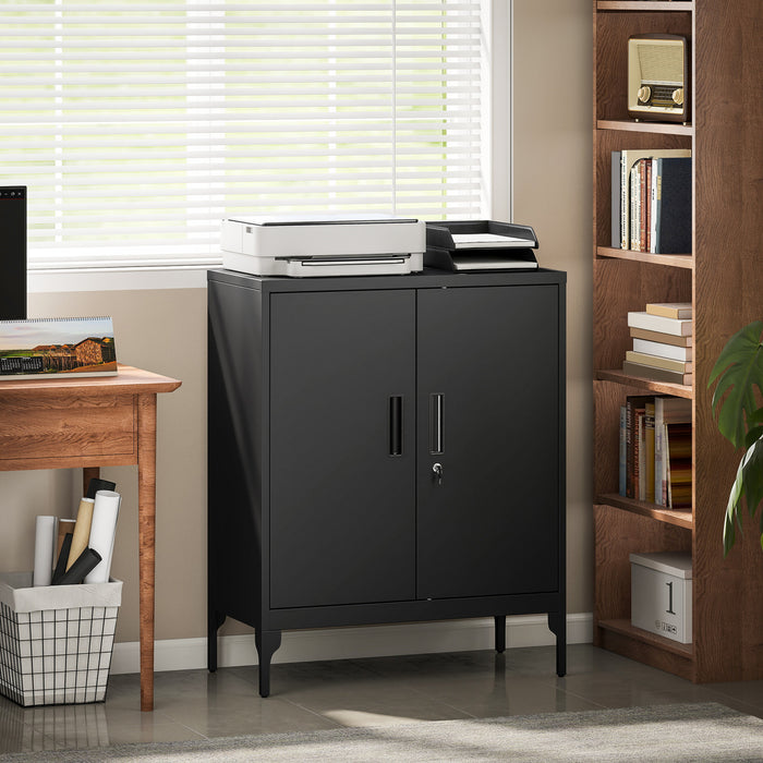 HOMCOM Armoire de rangement metallique avec serrure, armoire en acier, noir