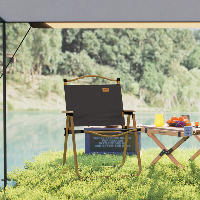 Outsunny Chaise de Camping Pliable, Portable, Gris Fonce