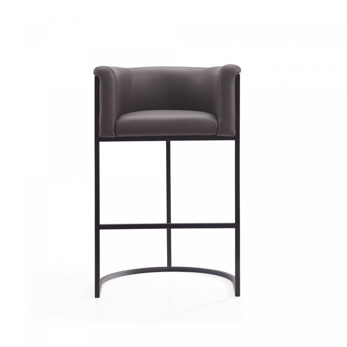 Tabouret de bar rembourre en metal style mid-century moderne Cosmopolitan en graphite - Lot de 2