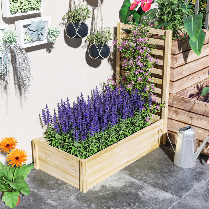 Outsunny Jardiniere Surelevee En Bois, Jardiniere Avec Treillis, Naturel