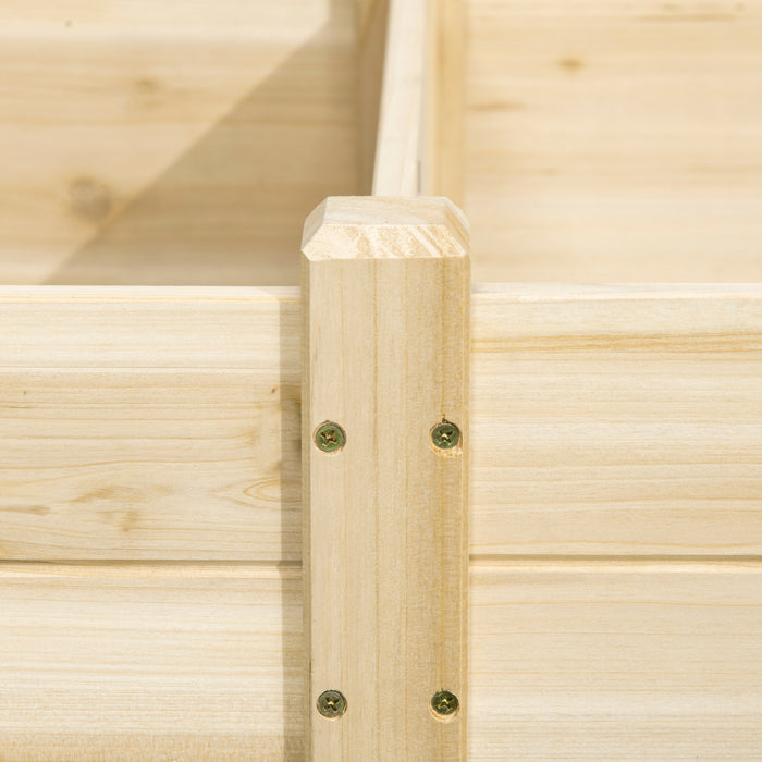 Outsunny Jardiniere En Bois Rectangulaire Carre Potager Lit Sureleve Jardin Patio Terrasse 2 Boites De Plantation Bois De Sapin Naturel