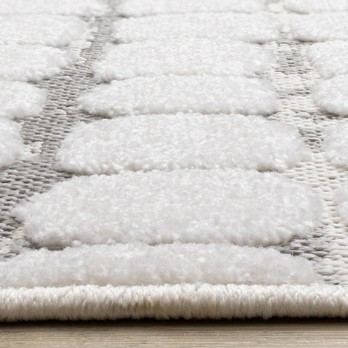 Tapis Oslo White a grands galets, 6'7\" x 9'6\"