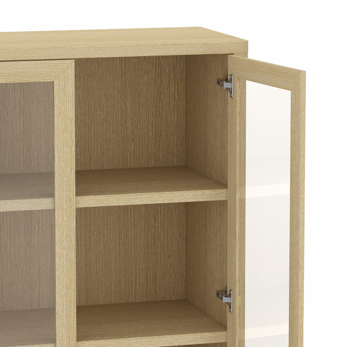 Armoire bibliotheque moderne Rivington 38\" en chene naturel - Lot de 2